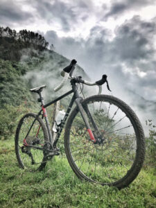 Gravel bike on dramatic landscape